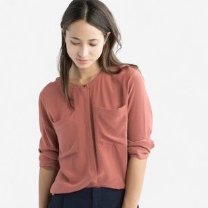 Everlane rose colored XS Silk Pocket blouse shirt